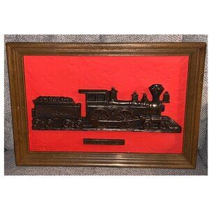 VTG 3D Wall Art "Woodburner" Train Locomotive Transportation Framed Fred Kaye
